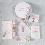 Set Trusou Botez Personalizat Ursulet alb-roz - imagine 2