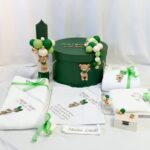 Set Trusou Botez Personalizat Ursulet Verde fagure