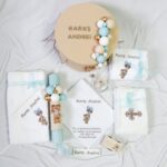 Set Trusou Botez Personalizat Ursulet Bleu parafina - imagine 2