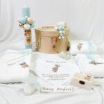 Set Trusou Botez Personalizat Ursulet Bleu parafina