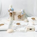 Set Trusou Catifea Leu blue-bej brodat