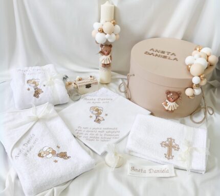 Set Trusou Botez Personalizat Ursulet Bej