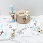 Set Trusou Botez Personalizat Ursulet Bleu parafina - imagine 5