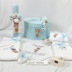 Set Trusou Botez Personalizat Ursulet Bleu parafina - imagine 3
