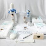 Set Trusou Botez Personalizat Îngeraș alb-albastru